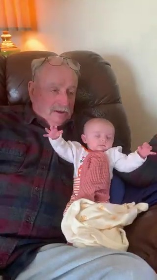 Grandpa teaching them young. ❤️ Just wait for the baby's touchdown celebration. 😂 (via rachelblu896/TikTok)