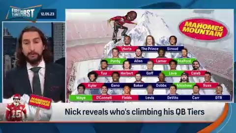 🚨 This is not a drill. nick wright doesn't have Patrick Mahomes atop Mahomes Mountain AND he put Brock Purdy in the Top 10!! 🚨 Nick breaks down his QB Tiers entering Week 14: