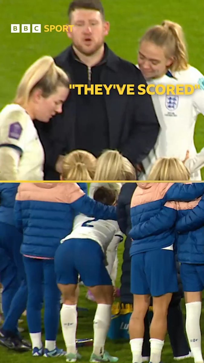 The moment of realisation 🫠 Netherlands scored a dramatic late goal against Belgium to deny England a place in the Nations League finals and also Team GB a spot at the Olympics. #BBCFootball #SCOENG