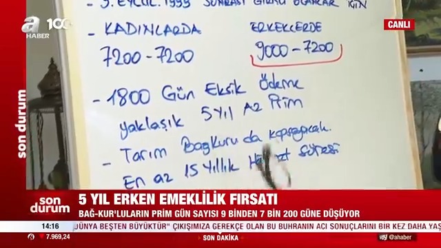 #SONDURUM 🔴 7200 gün ile erken emeklilik Bağ-Kur’luların prim gün sayısı 9 binden 7 bin 200 güne düşüyor. 🗣️ Sosyal Güvenlik Uzmanı @muratsmm anlattı