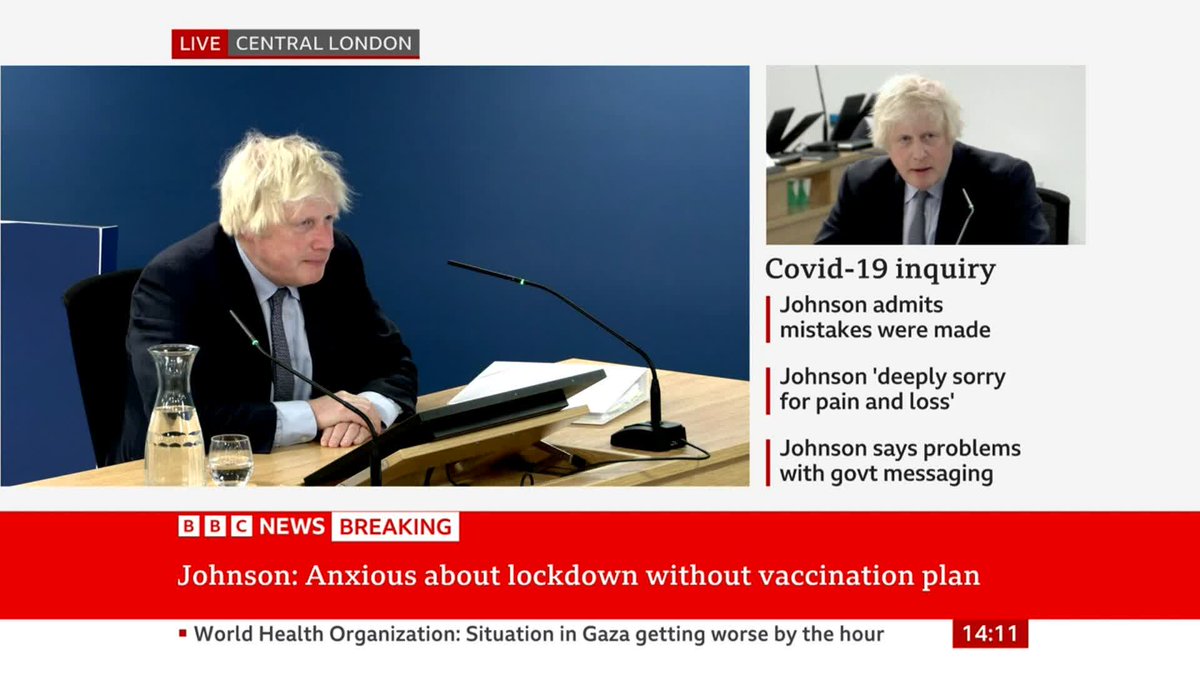 Boris Johnson says "in hindsight... we should perhaps have done that", when asked if mass gatherings, including the Cheltenham Festival, should have been cancelled at the start of the pandemic in March 2020 Follow Covid inquiry live