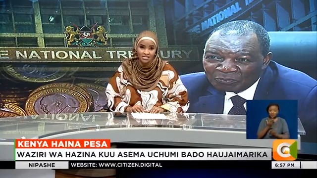 Kenya Haina Pesa: Waziri wa hazina kuu asema uchumi bado haujaimarika Prof Ndung’u asema Wakenya waendelee kukaza mkanda Waziri Ndung'u asema ukusanyaji ushuru umekuwa chini Waziri asema huenda wakashindwa kulipa hata mishahara #CitizenNipashe Lulu Hassan