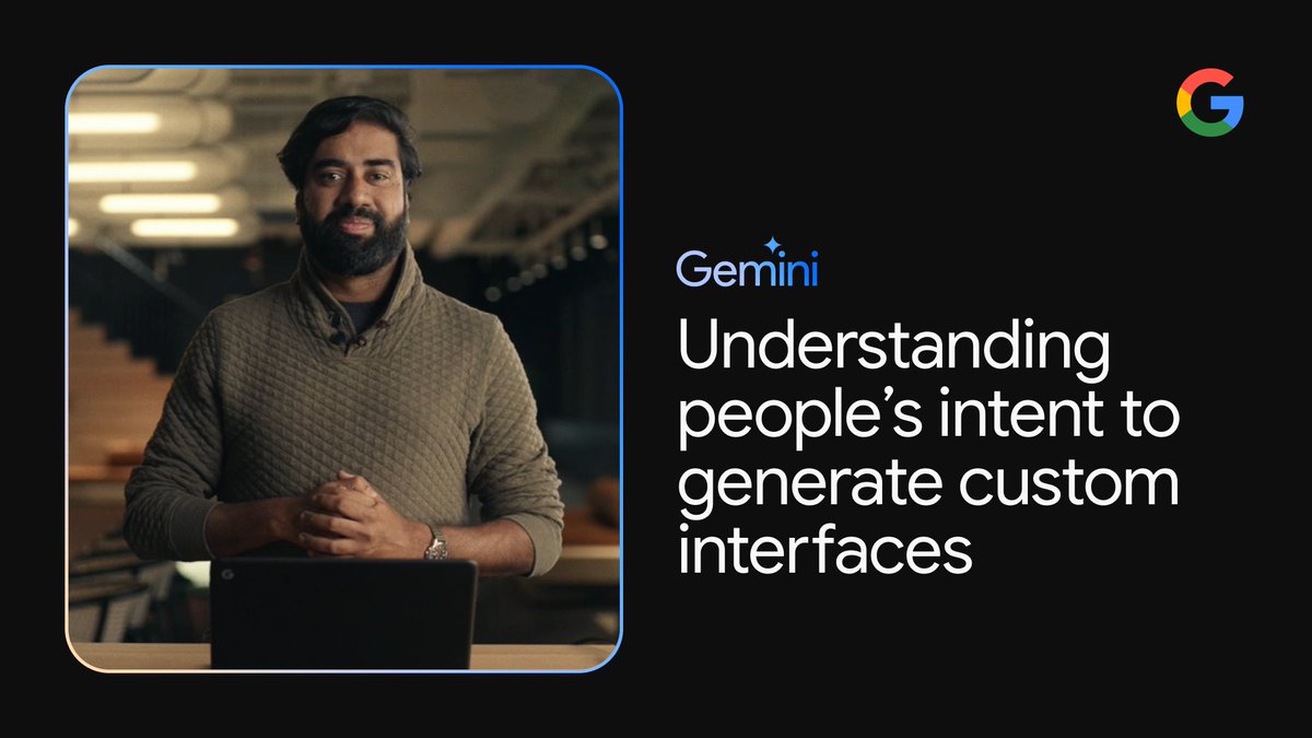 Check out this demo from Google Research of Gemini's reasoning capabilities to understand and reason about users' intent, use tools, and generate bespoke user experiences that go beyond chat interfaces ↓ #GeminiAI