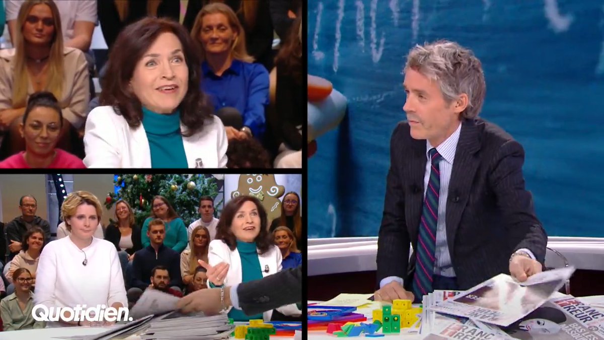 « Ce n'est pas vrai que les petits français n'aiment pas les maths » À partir d'une feuille de papier et avec un enthousiasme contagieux, la docteure en mathématiques Monica Neagoy démontre à tout le plateau de #Quotidien combien cette discipline est concrète et accessible 🧠