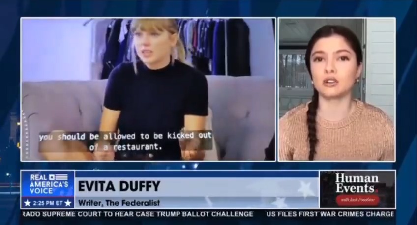 .Evita Duffy-Alfonso to Jack Posobiec: "Taylor Swift is a leftist"