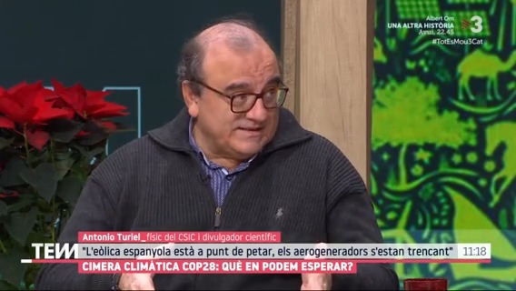 Antonio Turiel (Antonio Turiel): "L'eòlica espanyola està a punt de petar, els aerogeneradors s'estan trencant" #TotEsMou3Cat