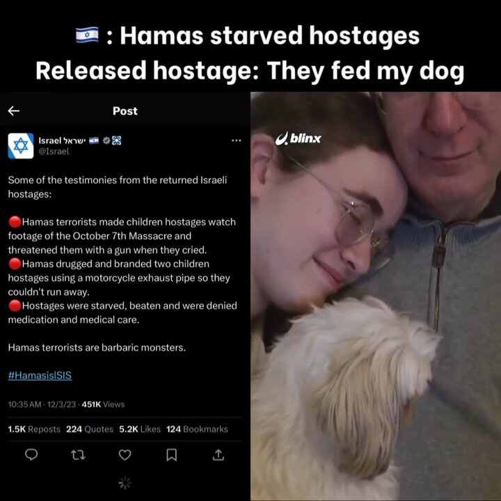 Masih inget anak gadis bw anjing dilepaskan H4m45 ? Si isriwil panik lht video pelepasan nya dan bikin brita hoax 🤣 Tapi lngsng terbantahkan sm klarifikasi gadis itu sm keluarganya klo ternyata disana di treat hormat bahkan eek anjingnya juga h4m45 bersihin 🥹 #FreePalestine