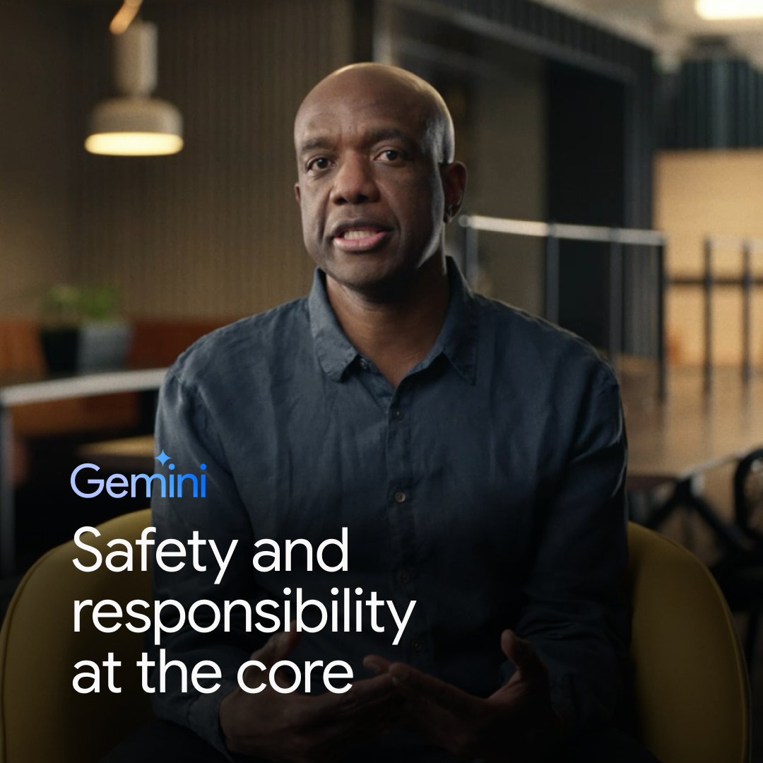 Responsibility and safety was built into Gemini from the start. 🛠️ From mitigating against potential harms emerging from its advanced multimodal capabilities to implementing world-class safeguards, we’re continuing to address new challenges: #GeminiAI