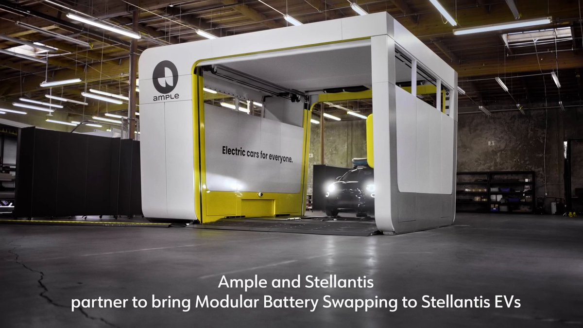 #Stellantis and Ample establish a partnership in #electric vehicle battery swapping technology capable of delivering a fully charged battery in less than five minutes. Learn more: Ample #EV