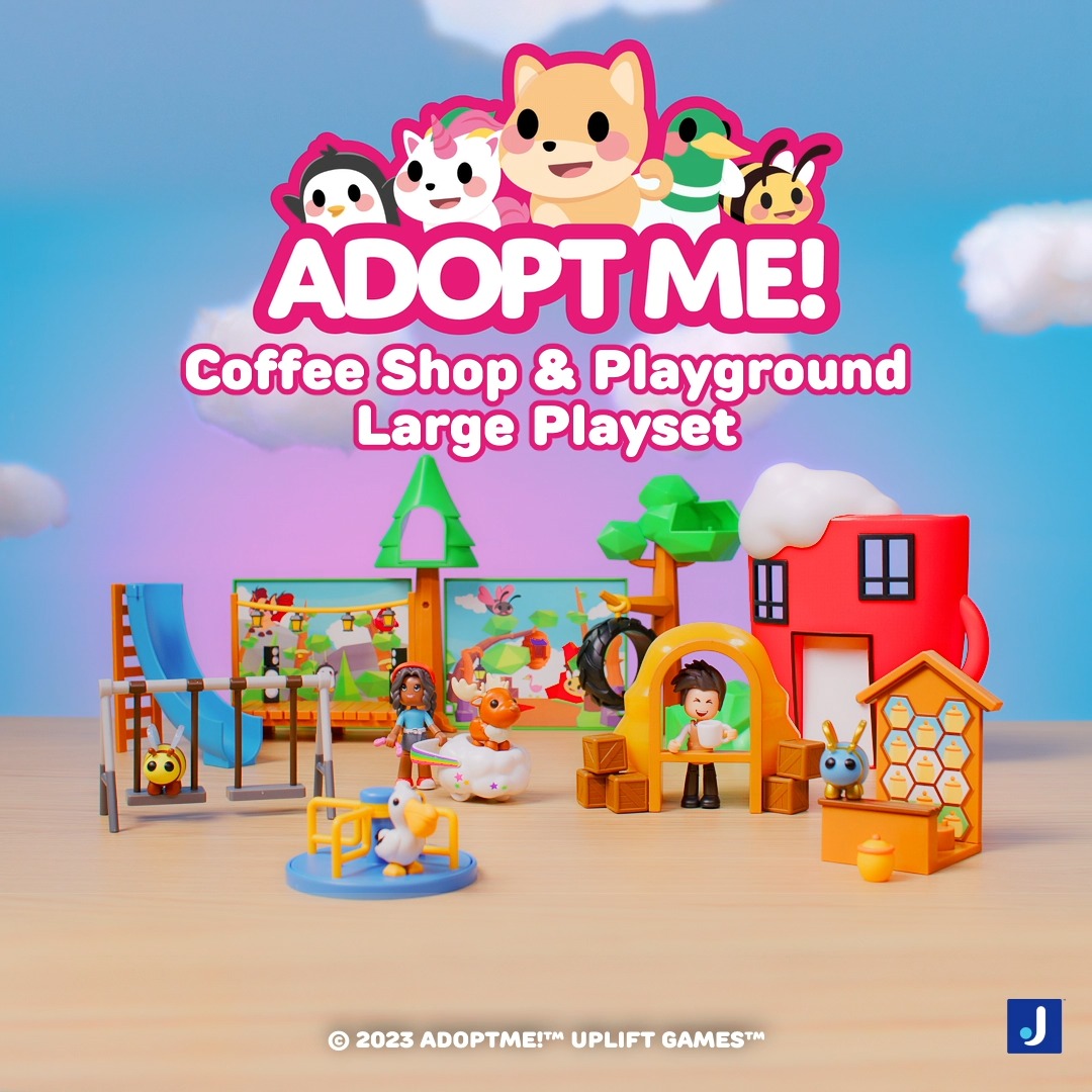 Looking for a fun-filled day on Adoption Island with your pets and friends? Look no further than the Adopt Me Coffee Shop and Playground Playset! Stroll, slide or swing on over to Amazon to get yours: Adopt Me! #AdoptMe #JazwaresxAdoptMe #Jazwares