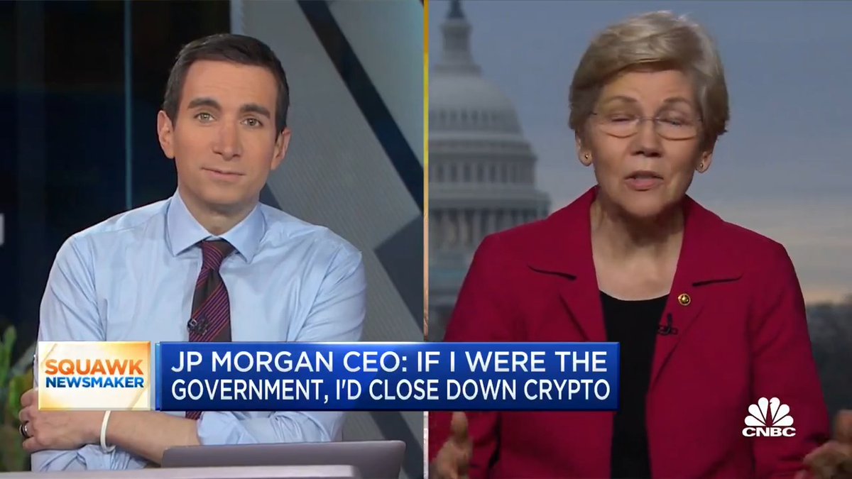 JUST IN: 🇺🇸 Senator @ewarrenit says #Bitcoin "is being used for terrorist financing and it is being used for drug trafficking. We can’t allow this to continue."