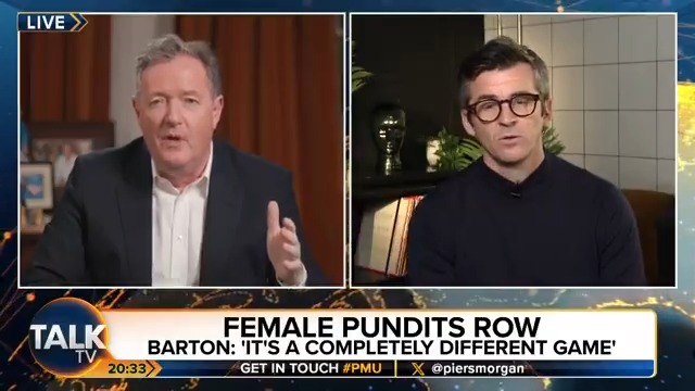"You've never played Champions League or World Cup football... so does that qualify you [to commentate on those]?" Piers Morgan asks the question of ex-footballer Joey Barton, who thinks women aren't qualified to comment on the men's game. Joey Barton 🇬🇧 | Piers Morgan | #PMU