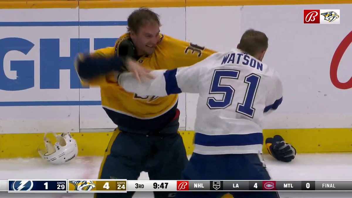 Duel between Master Jedi Cole Smith and jedi Watson. 🥊🥊 Nashville Predators l #Preds