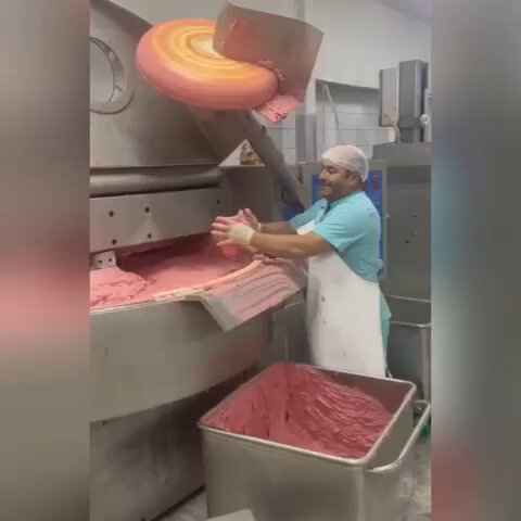 Türkiye’deki bir salam üretim imalathanesinde çekilen görüntüler…