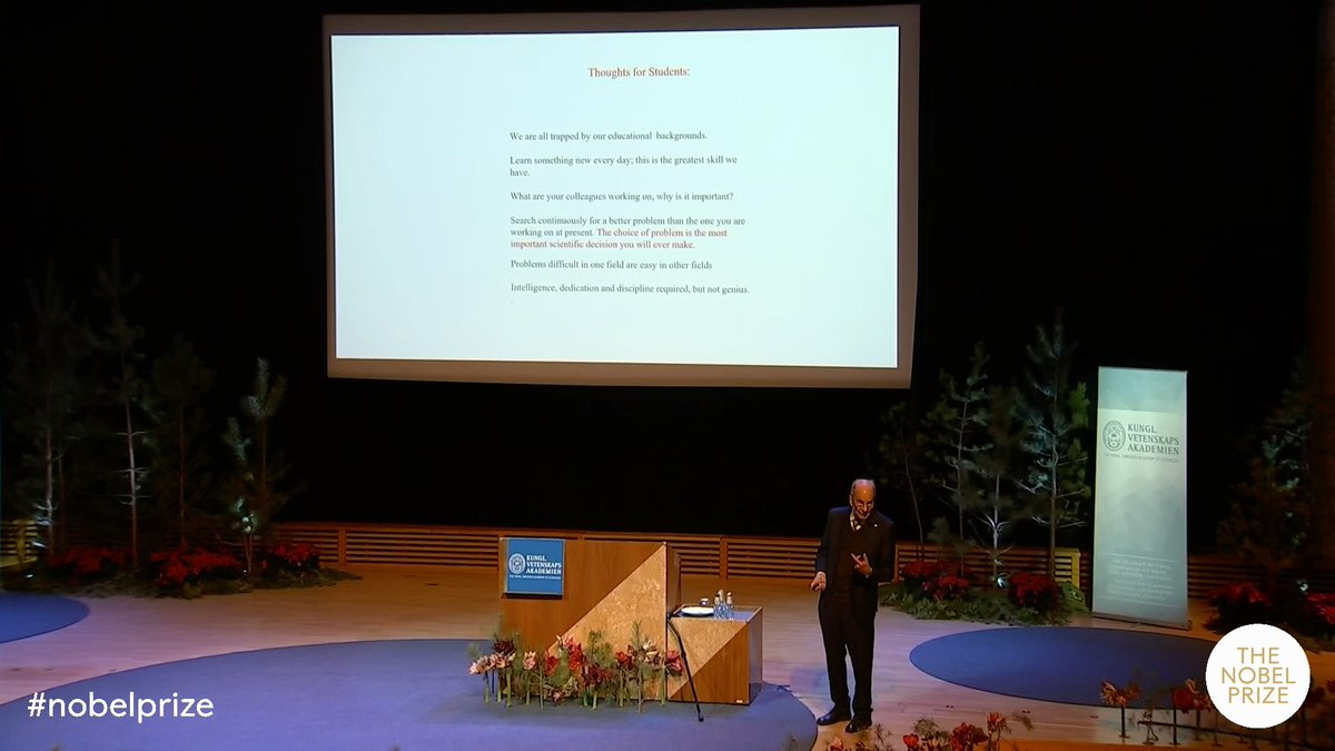 What is your best advice for a young researcher? 2023 chemistry laureate Louis Brus ended his #NobelPrize lecture with his advice for students. First up: "Learn something new every day; this is the greatest skill we have." See his lecture at: