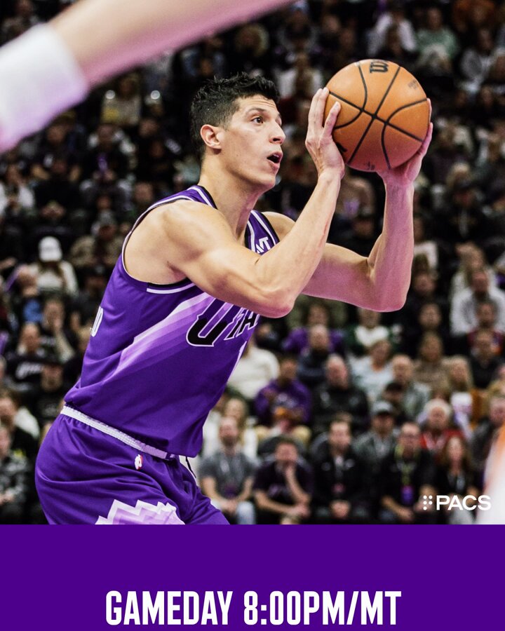 At home 🏠 In purple 💜 ⏰ 8:00PM MT 📺 KJZZ | JAZZ+ | ESPN 📻 97.5 The KSL Sports Zone 📍 Delta Center 🎟️ #TakeNote