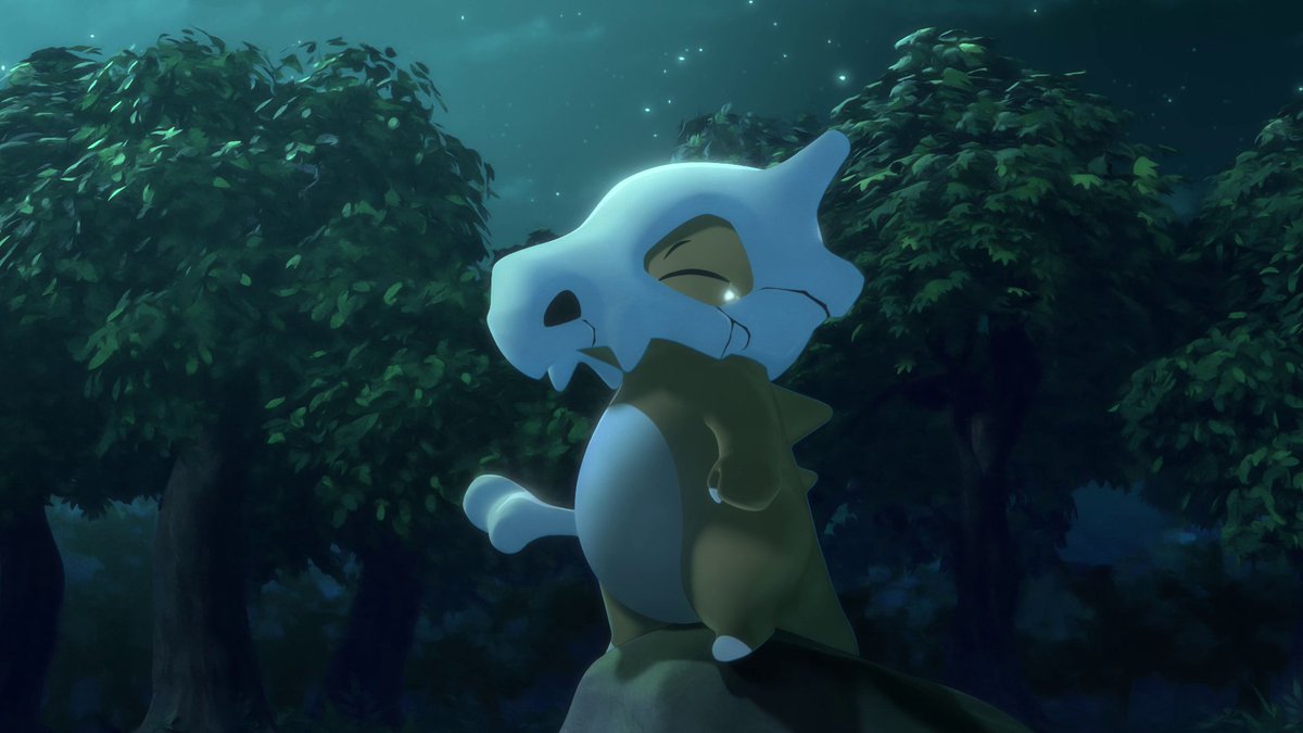 While Cubone is looking to the full moon and remembering its mother, it notices the depths of the forest are shining brightly... 🌲 What could it be? 🤔 Join us next Friday to see what happens next! #SnorlaxAndCubone