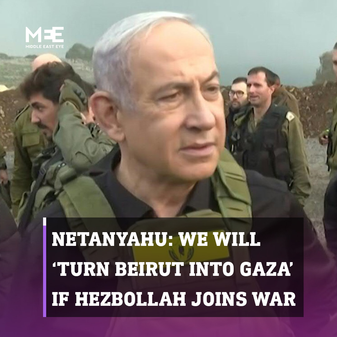 🚨🇮🇱🇱🇧 Netanyahu threatens to “turn Beirut into Gaza” if Hezbollah joins the war!