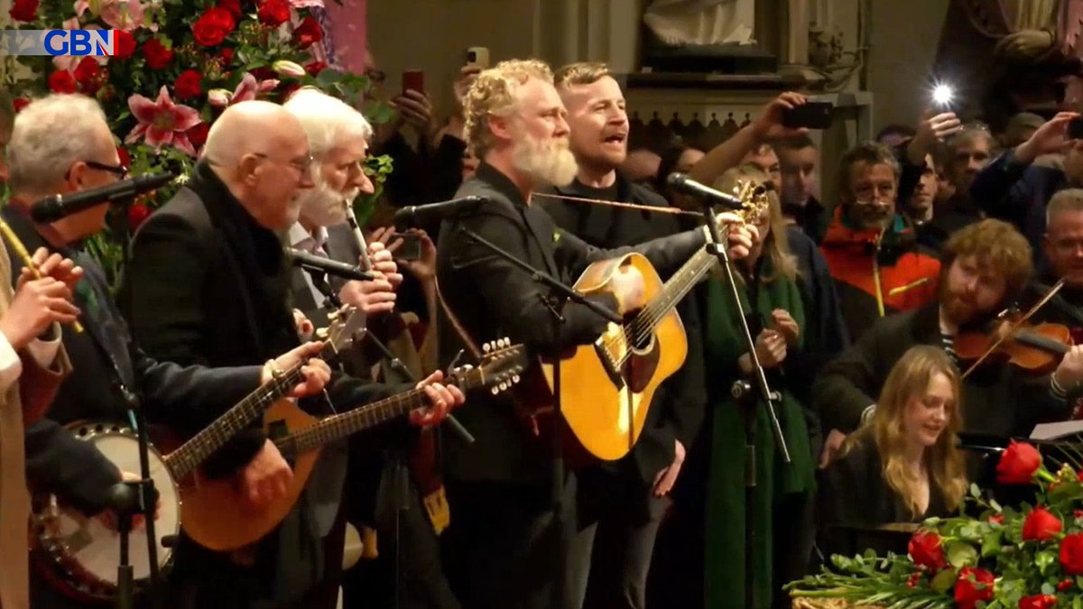There was dancing inside the Saint Mary of the Rosary Church in Nenagh, Co Tipperary during Shane MacGowan’s funeral as the Pogues’ Fairytale Of New York was performed by Glen Hansard and Lisa O’Neill.