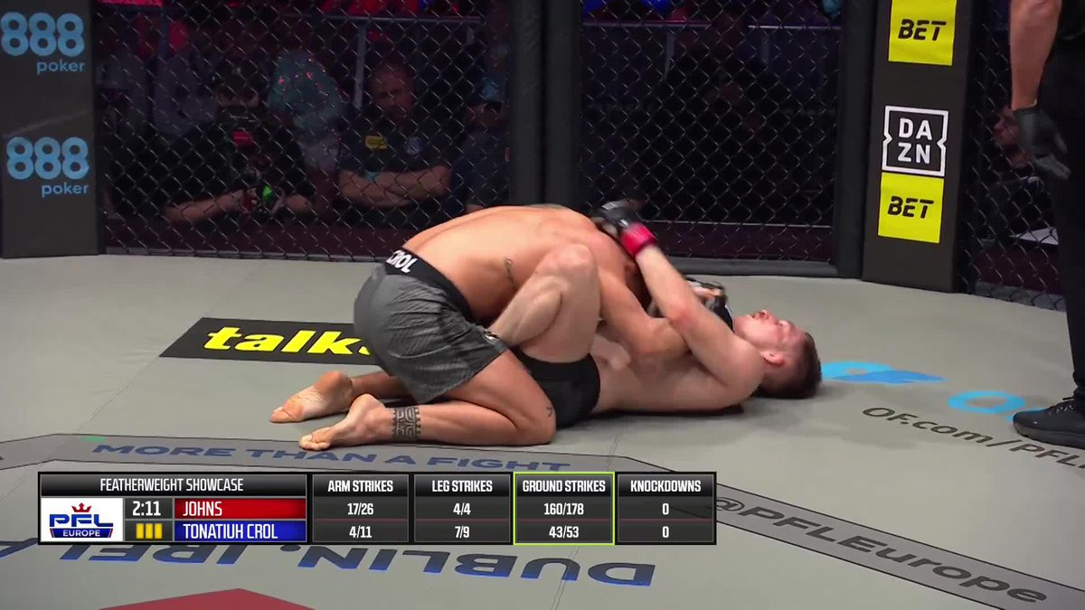 Brett Johns gets the stoppage in the 3rd round! Welcome to the PFL! #PFLDublin LIVE NOW 🇪🇺 DAZN 🌎