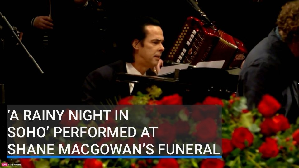 Singer Nick Cave performs The Pogues hit 'A Rainy Night In Soho' during the funeral mass of Shane MacGowan in Nenagh, Co Tipperary |