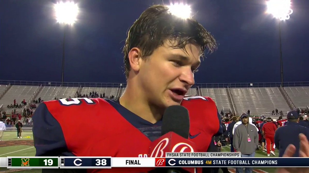 .Columbus Explorers Football QB Alberto Mendoza (Alberto Mendoza) raves about the Explorers offensive line and the team's resiliency in capturing a second straight state championship today! #FHSAA
