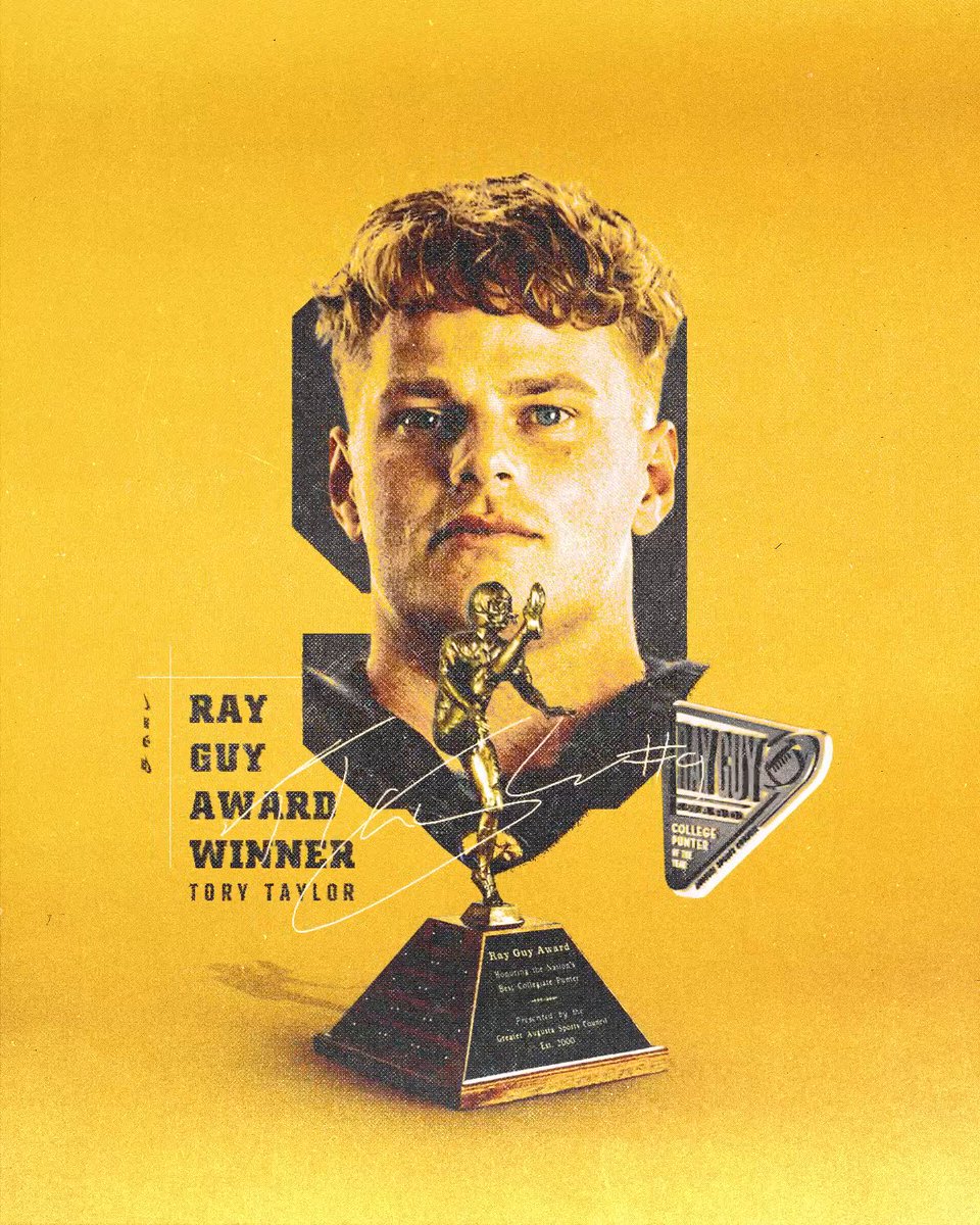 𝐓𝐡𝐞 𝐍𝐚𝐭𝐢𝐨𝐧'𝐬 𝐓𝐨𝐩 𝐏𝐮𝐧𝐭𝐞𝐫 🏆 Tory Taylor has won the Ray Guy Award! #Hawkeyes