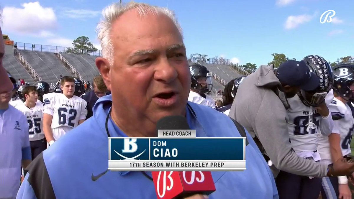 Berkeley Prep coach Dom Ciao praised the Buccaneers to coming together as a team this season and the impact of Dallas Golden and Jojo Troupe as he reflects on winning the Class 2M championship. #FHSAA