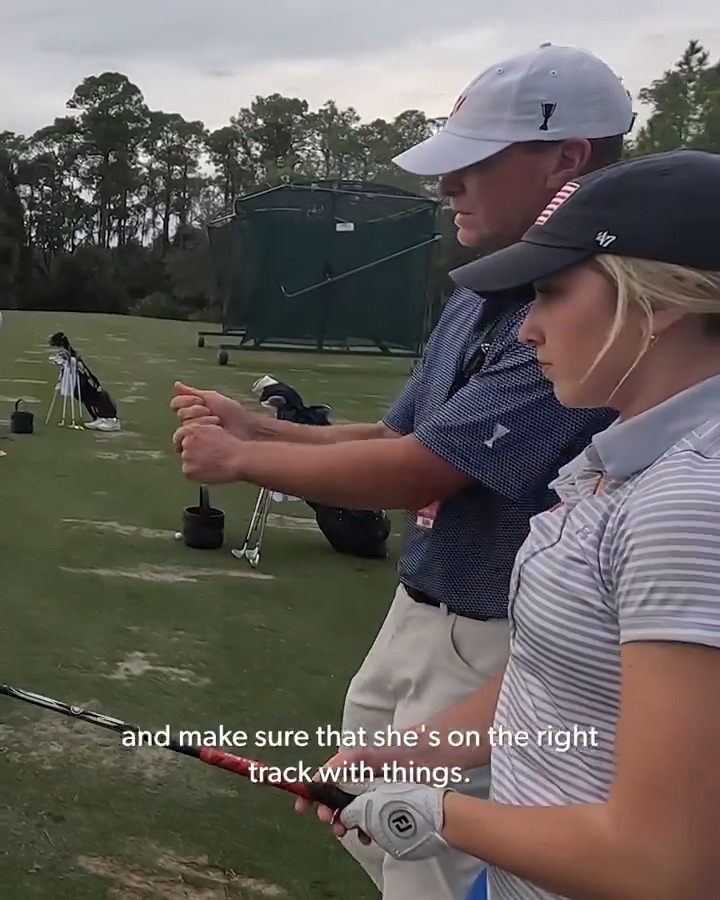 Team Stricker is ready for the PNC Championship 💪 Izzi Stricker gets some range work in after a day watching dad Steve Stricker play for #TeamUSA in the World Champions Cup.