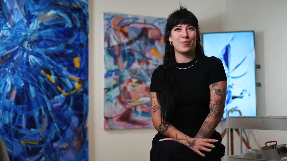Digital, to physical, and back again. Watch Lisanne Haack (Lisanne Haack) demonstrate her abstract painting technique across both canvas and pixel, live from Art Basel Miami Beach🖌️ #ArtBaselMiamiBeach