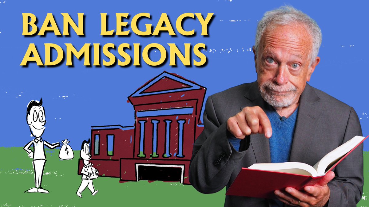 Less than 1% of Americans are admitted to our top schools, yet their graduates account for: — 36% of Americans worth over $100 million — 12% of Fortune 500 CEOs — 27% of US Senators The legacy admissions at these elite schools only further entrenches an American aristocracy.