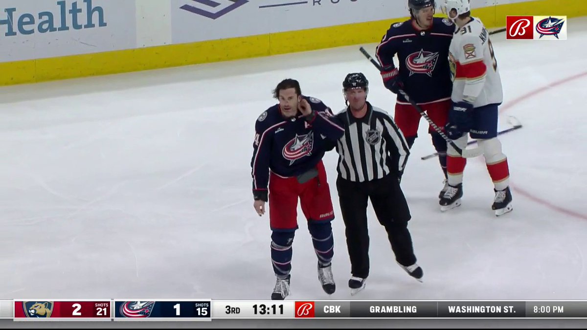 Erik Gudbranson is given seven minutes of penalties plus a game misconduct after his altercation with Nick Cousins. #CBJ | Columbus Blue Jackets