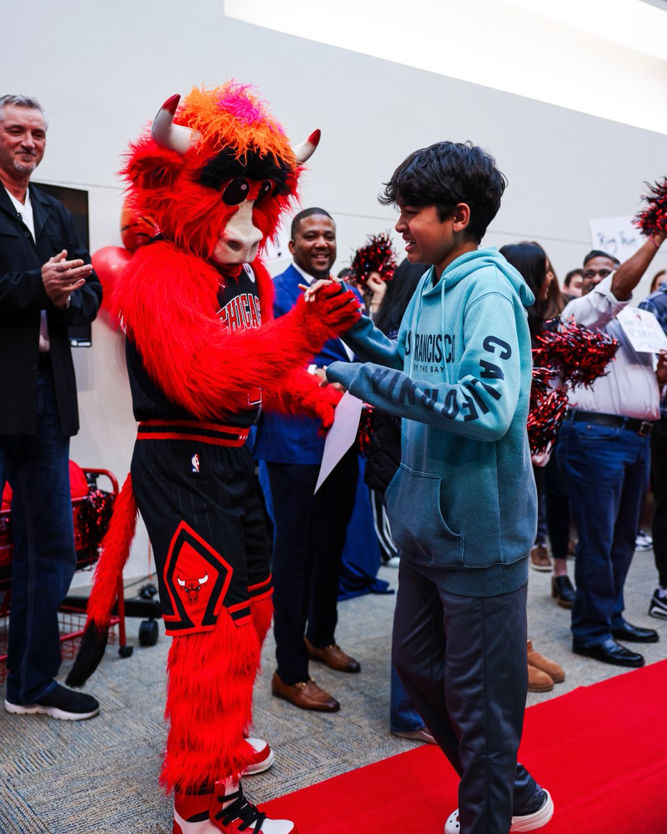 Much love to Raahil, a big Bulls fan who recently won his battle with cancer! DeMar DeRozan, Toni Kukoc &amp; Benny surprised Raahil with the news he'll be joining us on our trip to Charlotte to play the Hornets in January ❤️ Advocate Children's Hospital | #SeeRed