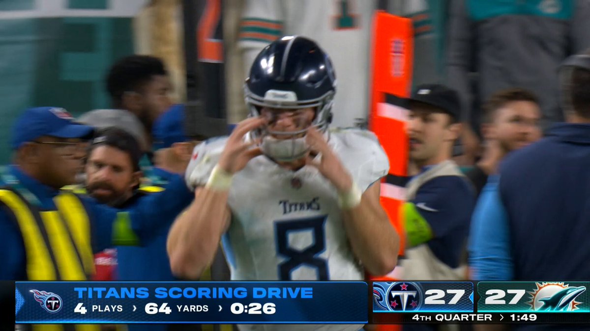 WILL LEVIS IS FIRED UP. 📺: #TENvsMIA on ESPN 📱: Stream on #NFLPlus