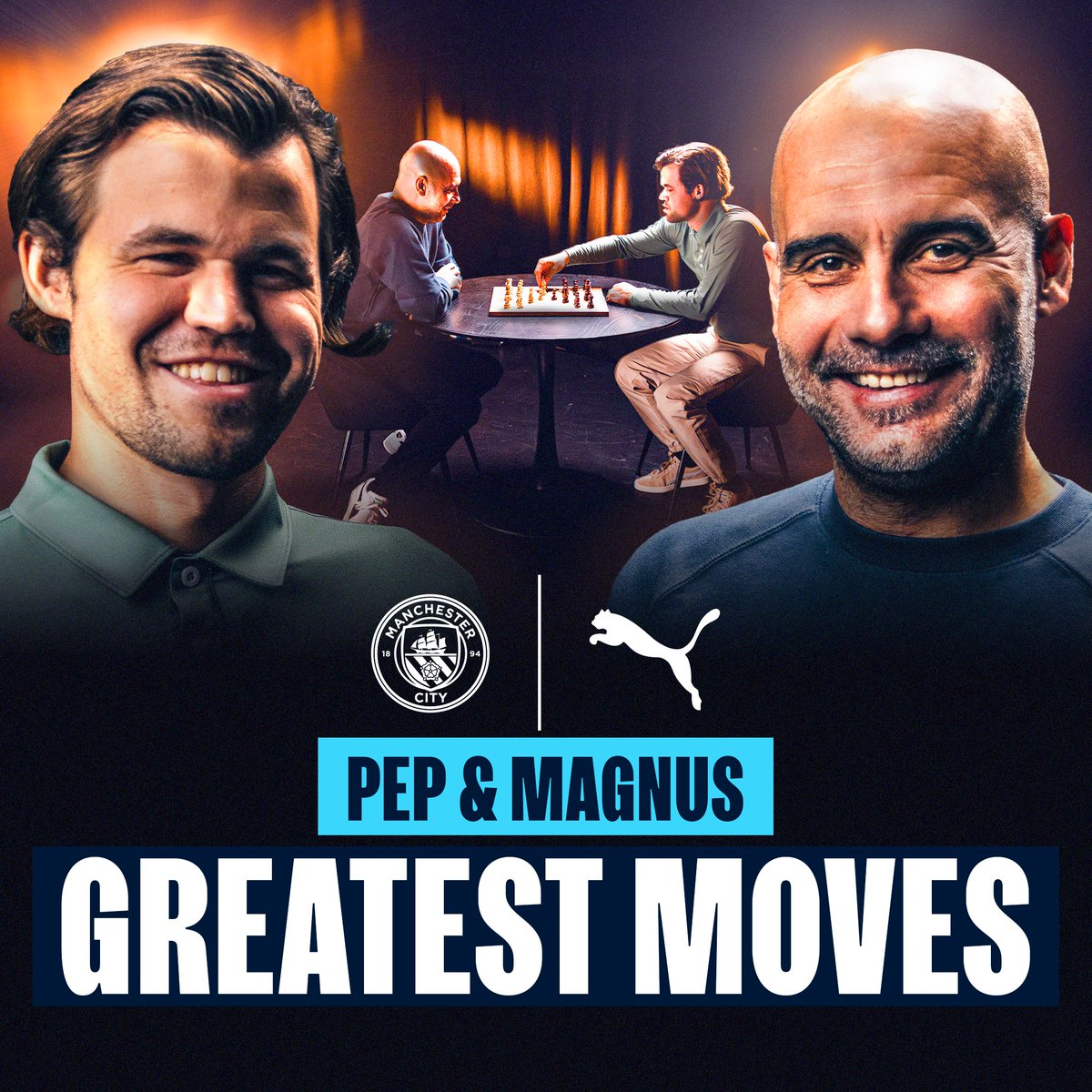 When PepTeam met Magnus Carlsen!♟️⚽ A must-watch encounter between two tactical geniuses. Watch now on YouTube ⤵️ 🤝 PUMA Football