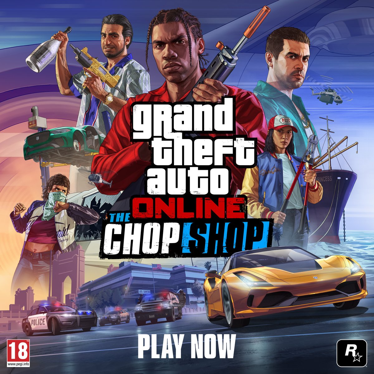 Collaborate with real estate mogul and auto enthusiast Yusuf Amir on his newest venture, stealing the most coveted vehicles in Los Santos across a series of daring robberies in GTA Online: The Chop Shop. Play now.