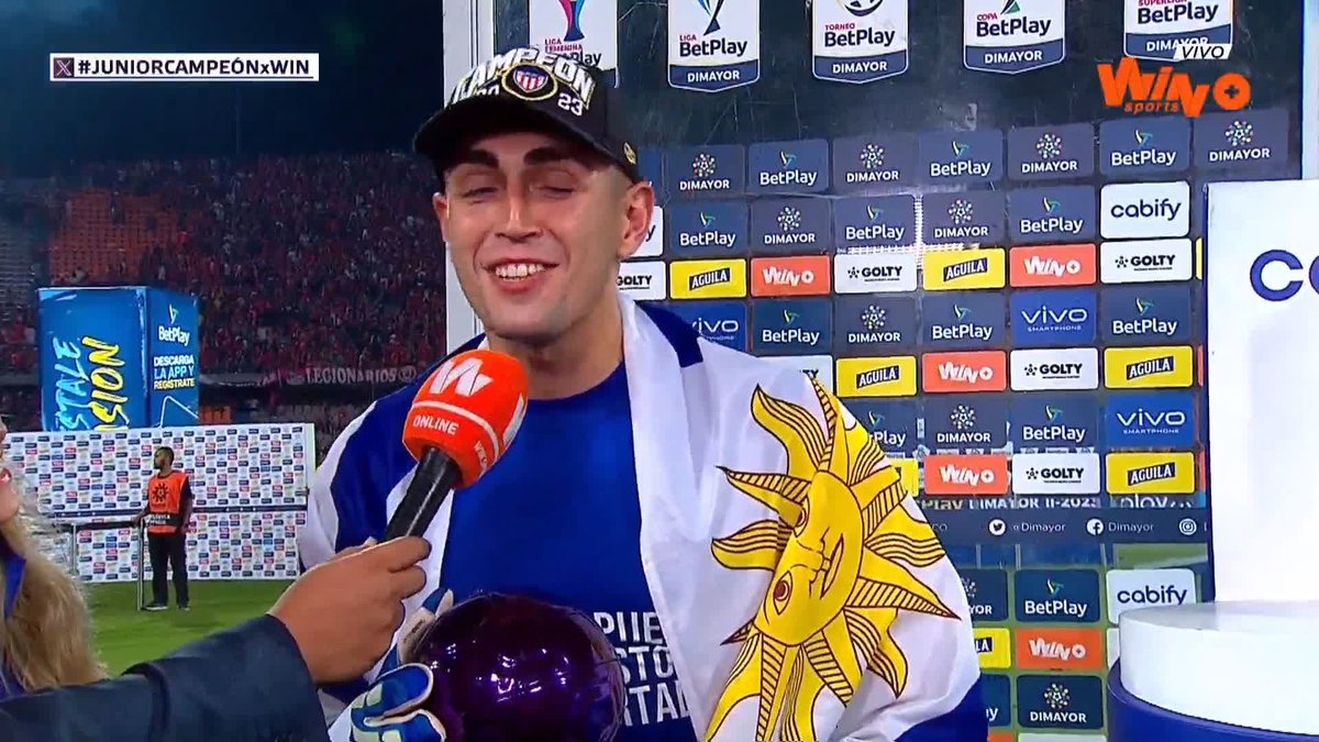 🏆 “Creo que todavía no soy consciente de lo que está pasando, para toda Barranquilla que disfrute que somos campeones”, Santiago Mele, jugador de Junior. #JUNIORCAMPEÓNxWIN