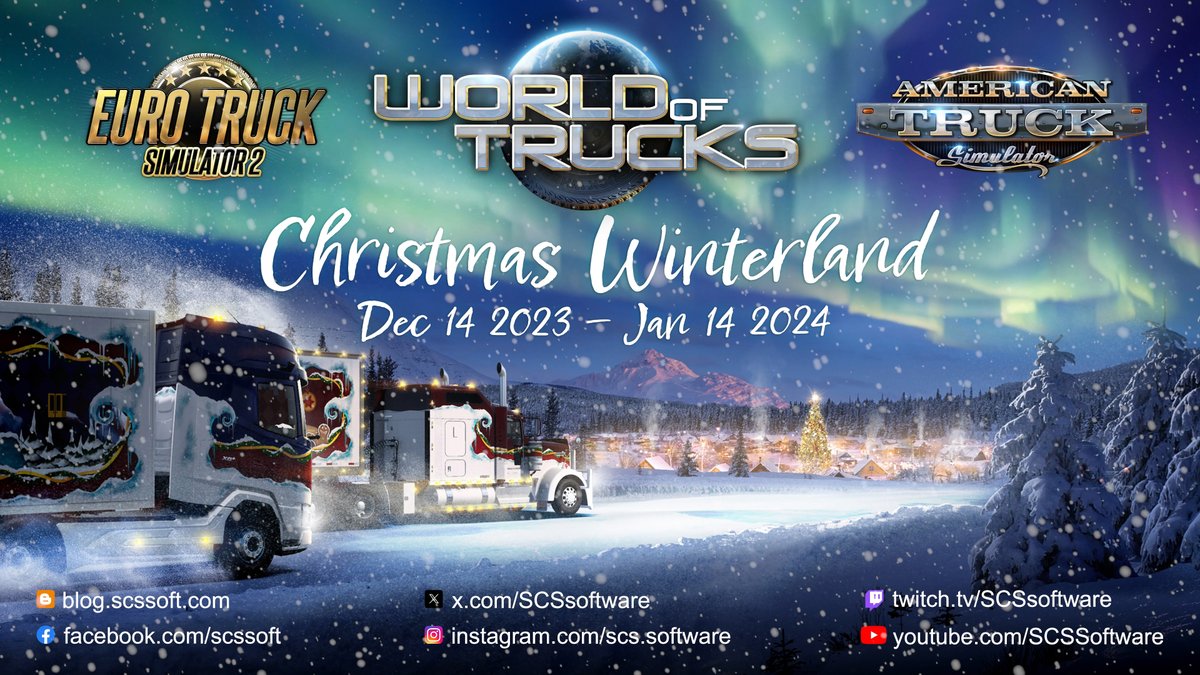 Explore the fun & festivities of Christmas like never before in Euro Truck Simulator 2 and American Truck Simulator ❄️ Embark on a magical journey to Christmas Winterland & deliver gifts in our World of Trucks Event 🎁 Learn how you can take part at: 🎅
