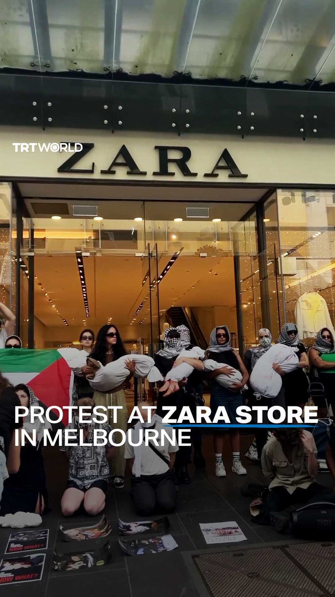Protestors stormed a Zara store in Melbourne, Australia, over its ad campaign featuring a model carrying a human figure wrapped in white, which bore a great resemblance to images from Palestine's Gaza. Zara withdrew the ad on December 12, stating that “some customers felt offended by these images” and claiming people had misunderstood the campaign