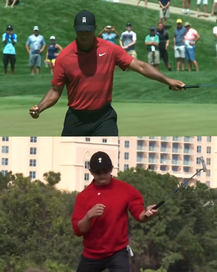 The apple doesn't fall far from the tree 🐅 Charlie and Tiger Woods' mannerisms are uncanny. #TOURVault