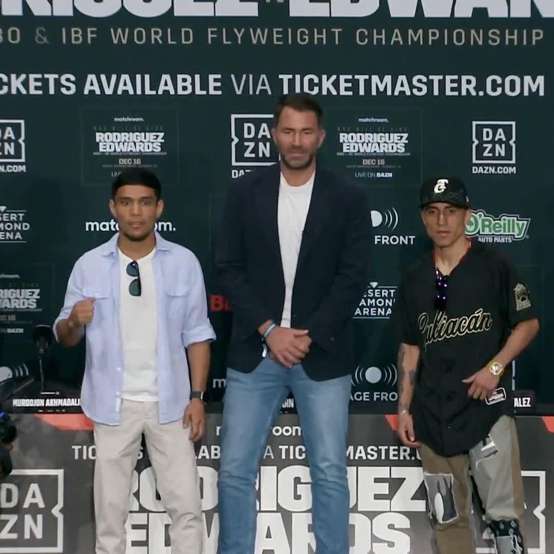 FIRST FACE OFF 👀 M.J. 'KAKA' Akhmadaliev vs Kevin Gonzalez 🛡️ Title Eliminator for WBA World Super Bantamweight Title #YafaiSantomauro #RodriguezEdwards