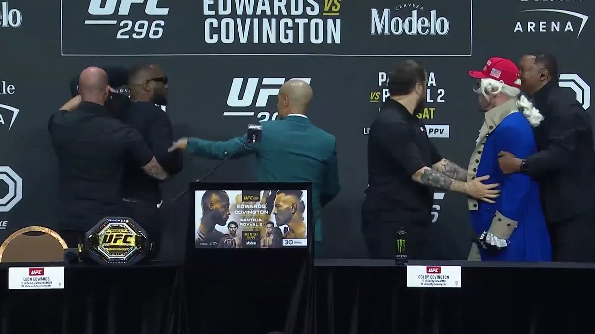 Things have officially popped off between Edwards and Covington 😳 #UFC296