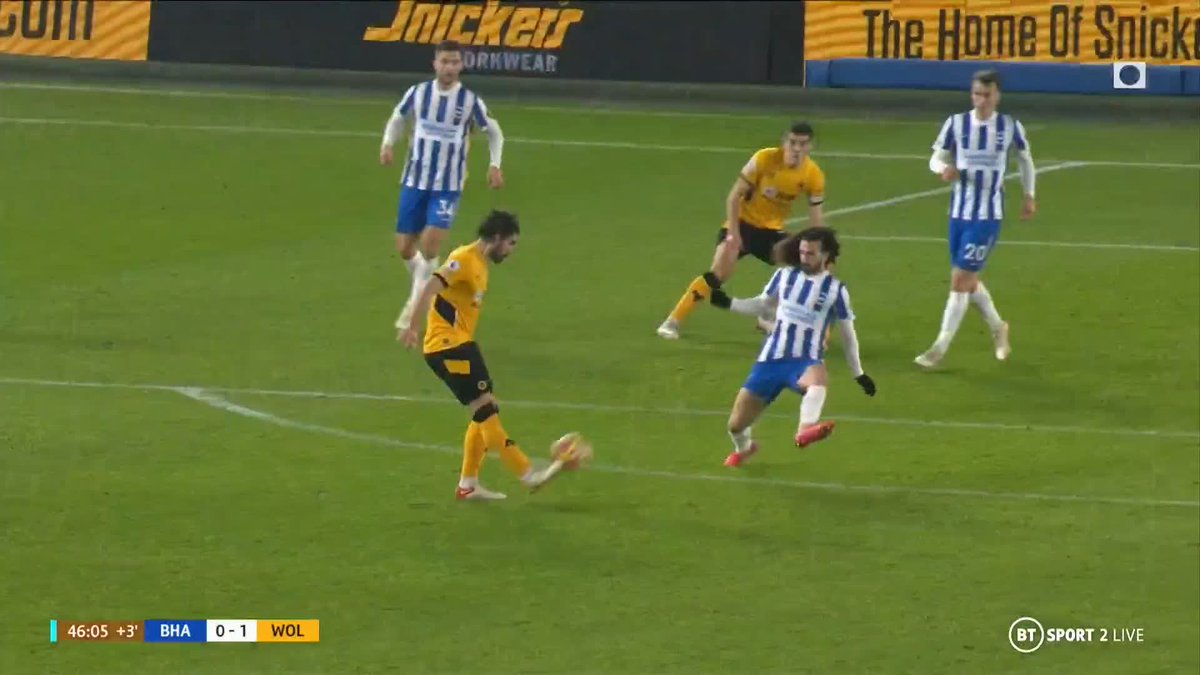 🗓️ On this day in 2021 Romain Saiss finishes from close range after a fantastic ball from Ruben Neves as Wolves beat Brighton 1-0 at the AMEX. ✅ #WWFC | #Wolves