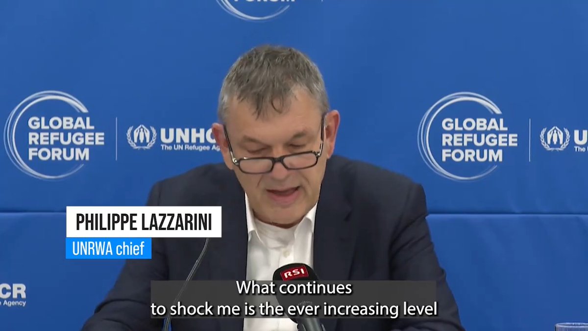 "The fact that people can laugh, cheer and mock any type of wrongdoing that we observe in this war, when in fact what is happening in Gaza should outrage anyone, should make us all rethink our values"- UNRWA chief Philippe Lazzarini