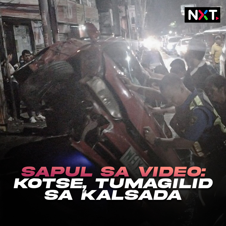Sapul sa video ang pagtaob ng isang kotse sa sa Las Piñas City. Nakaladkad pa ang isang motorsiklo at nabangga rin ang isa pang sasakyan. Ayon sa driver ng sasakyan, iniwasan niya ang motorsiklo kaya siya napunta sa gilid ng kalsada. #NXT