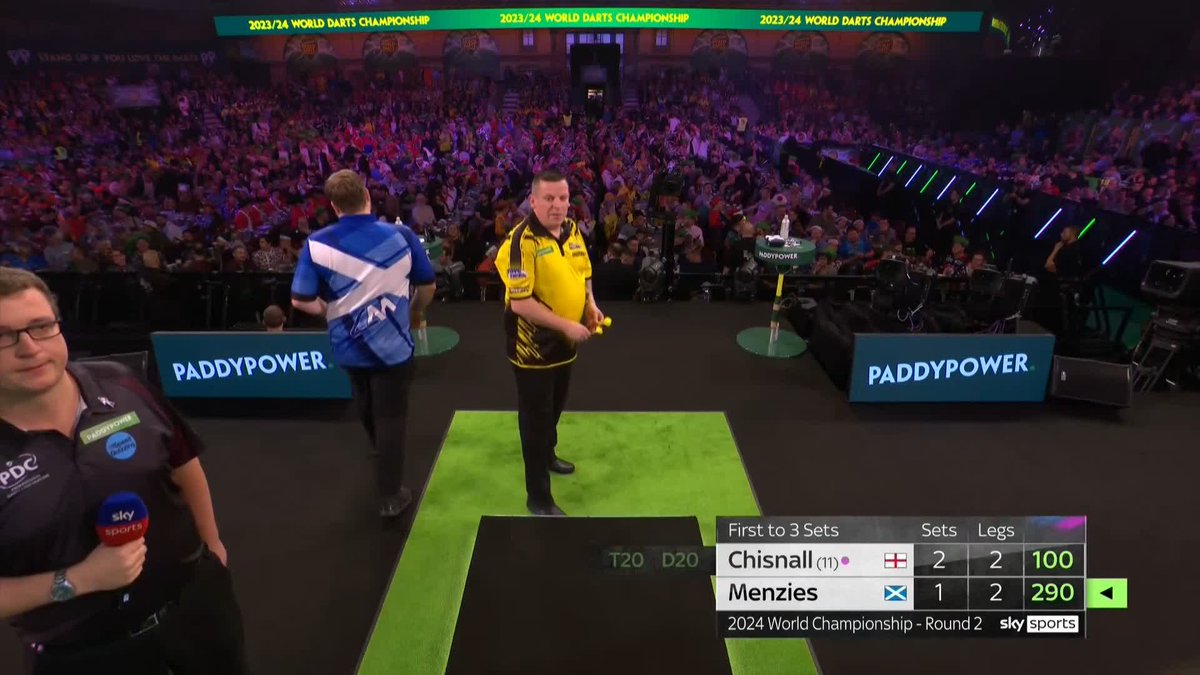 CHIZZY GOES THROUGH! Dave Chisnall breaks the heart of Cameron Menzies, who missed five darts to force a deciding set. 📺 #WCDarts | R2