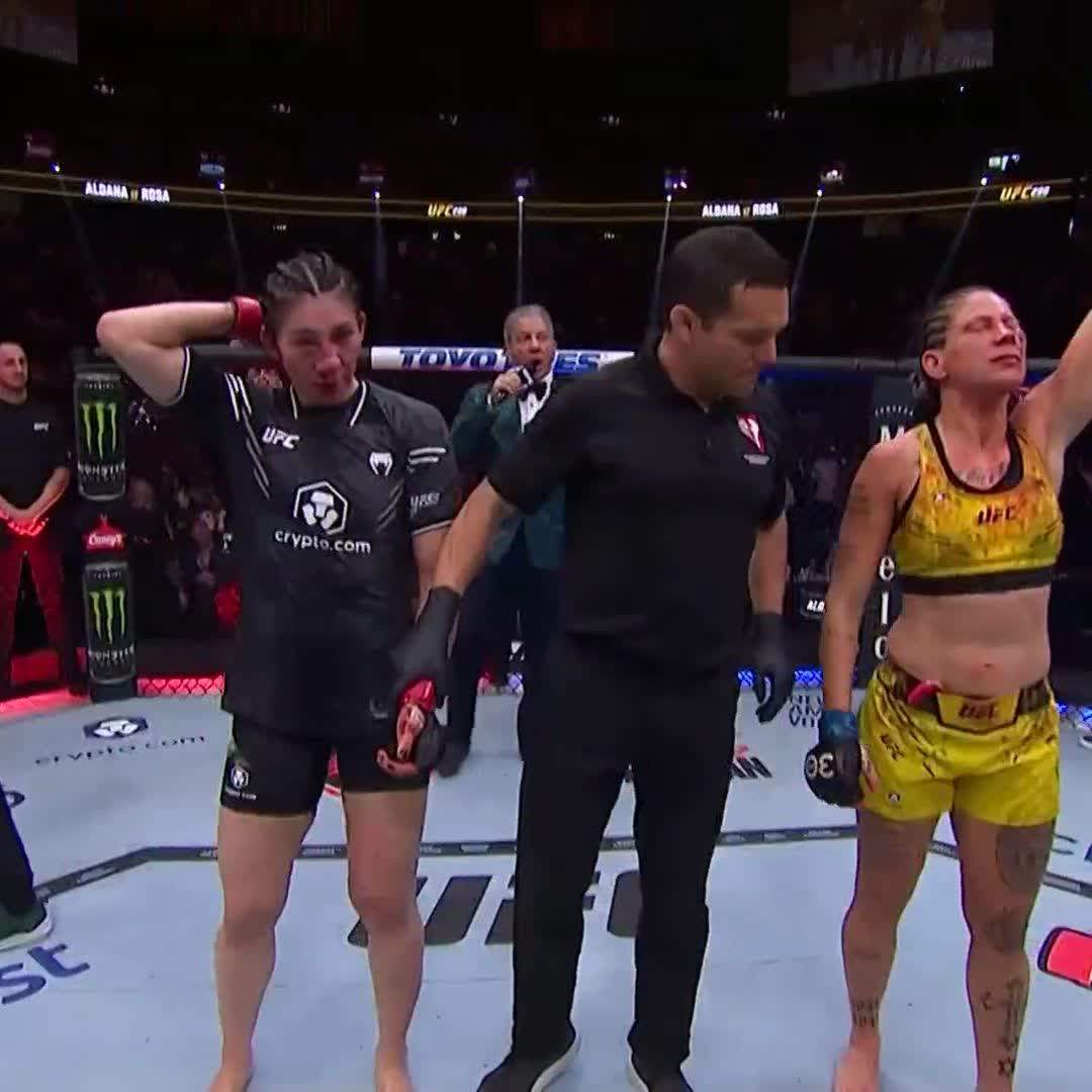 Back in the win column for Irene Aldana! She takes the unanimous decision over Karol Rosa at #UFC296