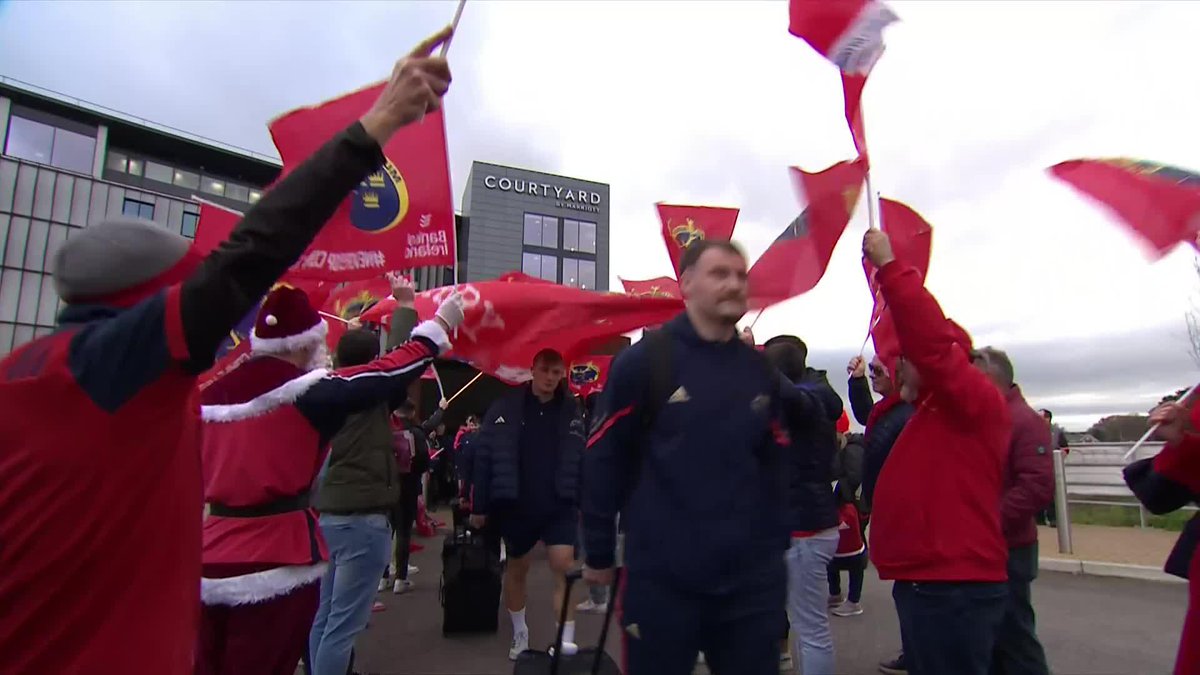 "This year, to save me from tears, I'll give it to Graham Rowntree" 😂 A very festive welcome for Munster Rugby in Exeter 🎅 #InvestecChampionsCup