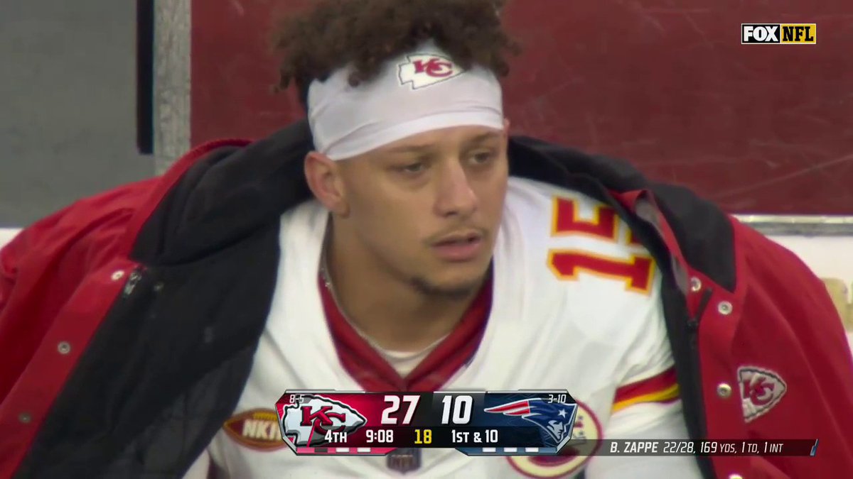 This was Patrick Mahomes' reaction after Kadarius Toney dropped a pass that ended up being picked off by the Patriots.