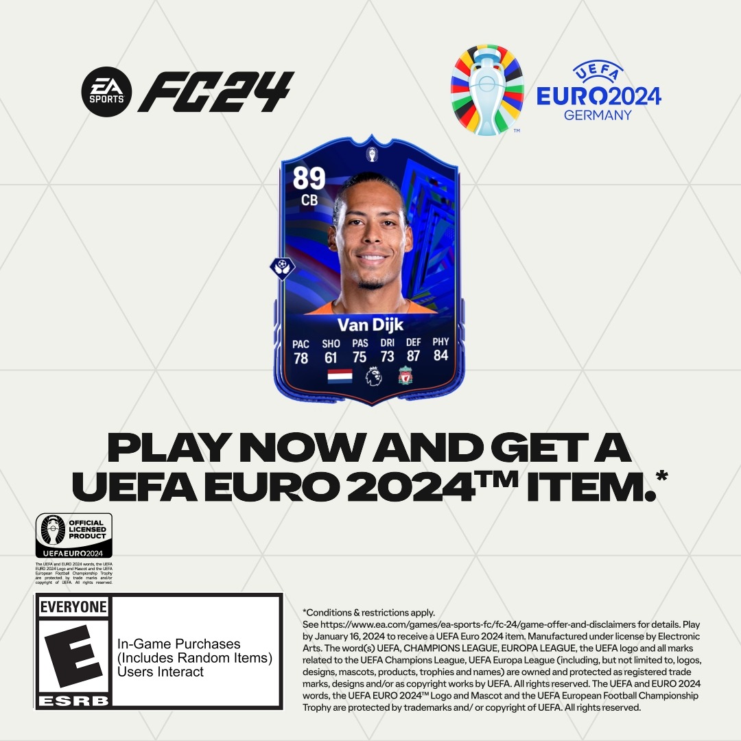 Receive a star of this summer’s tournament for your Ultimate Team. Play #FC24 now to get a permanent UEFA EURO 2024 player: